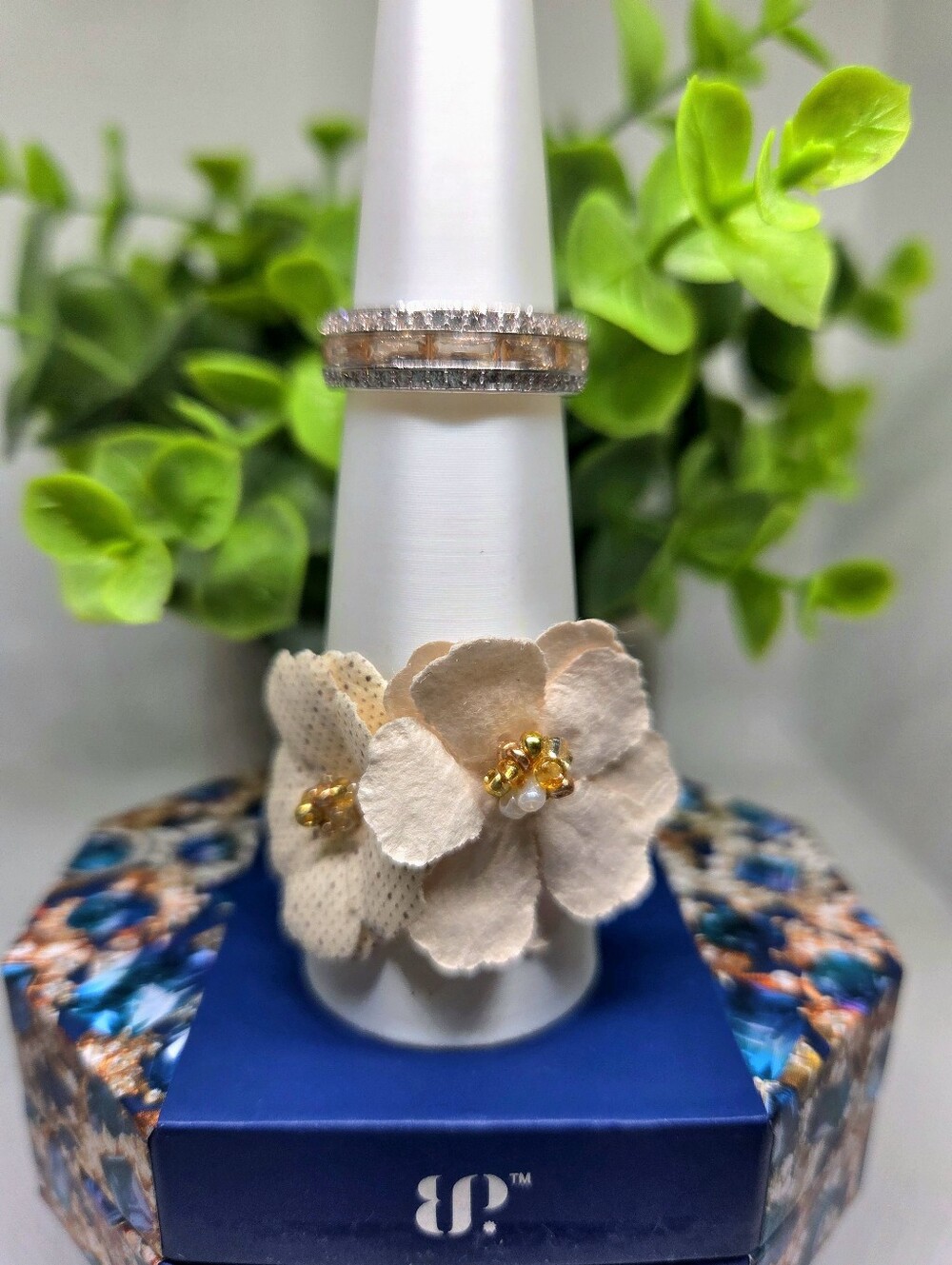 BP Smokey Topaz Band With Pave' Accents
